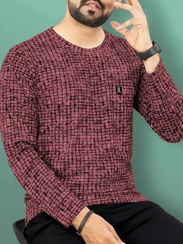 Men Printed Round Neck Polycotton Orange T-Shirt - Image 5