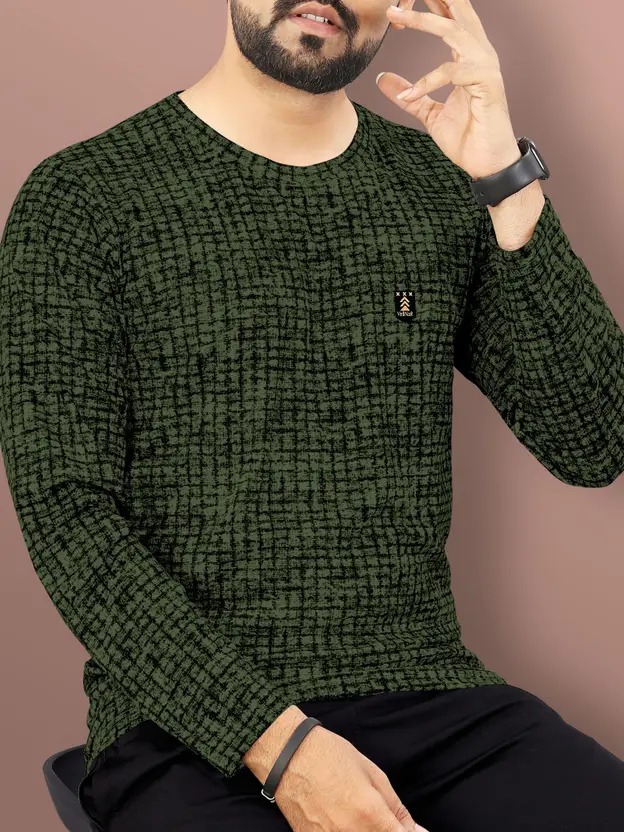 Men Printed Round Neck Polycotton Orange T-Shirt - Image 2