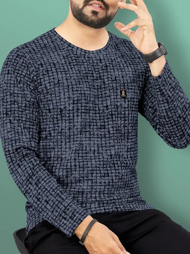 Men Printed Round Neck Polycotton Orange T-Shirt